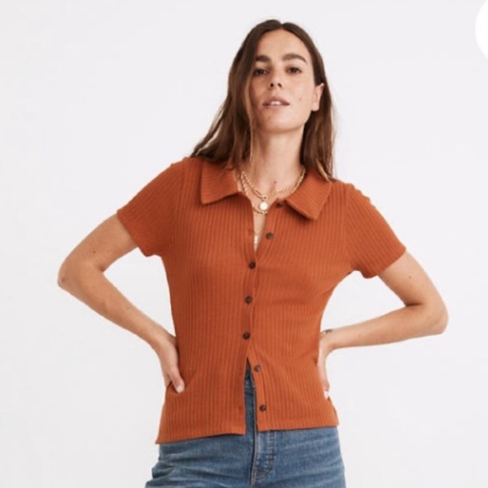 Madewell ribbed button-up polo